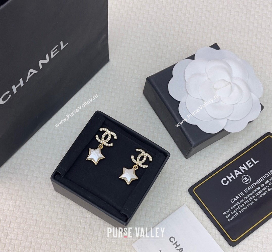 Chanel Metal Strass Star Pendant Earrings 2024 (YF-24011331)