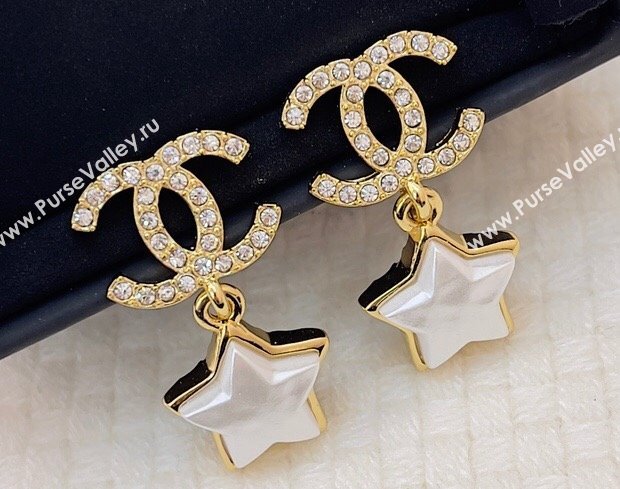 Chanel Metal Strass Star Pendant Earrings 2024 (YF-24011331)