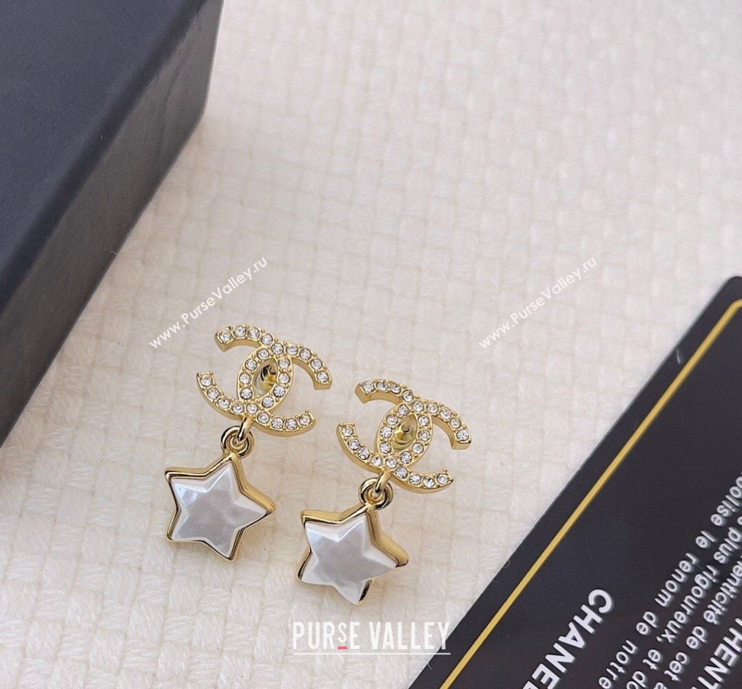 Chanel Metal Strass Star Pendant Earrings 2024 (YF-24011331)