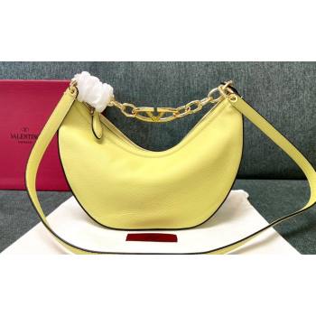 Valentino Small Vlogo Moon Hobo Bag In grainy calfskin Yellow With Chain (jindong-24011504)