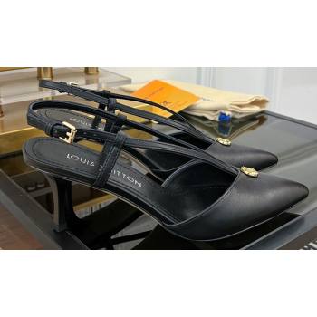 Louis Vuitton Heel 6.5cm calf leather Stellar Slingback Pumps Black 2024 (modeng-24011610)
