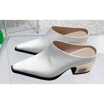 Bottega Veneta Heel 6cm Leather Tex mules White 2024 (modeng-24011632)