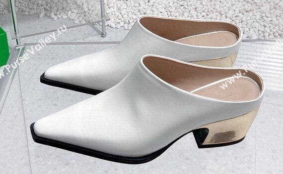 Bottega Veneta Heel 6cm Leather Tex mules White 2024 (modeng-24011632)