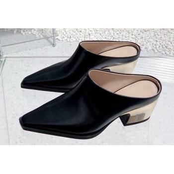 Bottega Veneta Heel 6cm Leather Tex mules Black 2024 (modeng-24011631)