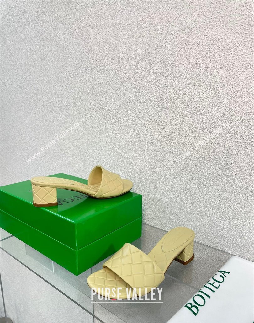Bottega Veneta Heel 4.5cm Leather Amy mules with Intreccio pattern Beige 2024 (kaola-24011634)