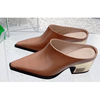 Bottega Veneta Heel 6cm Leather Tex mules Brown 2024 (modeng-24011633)