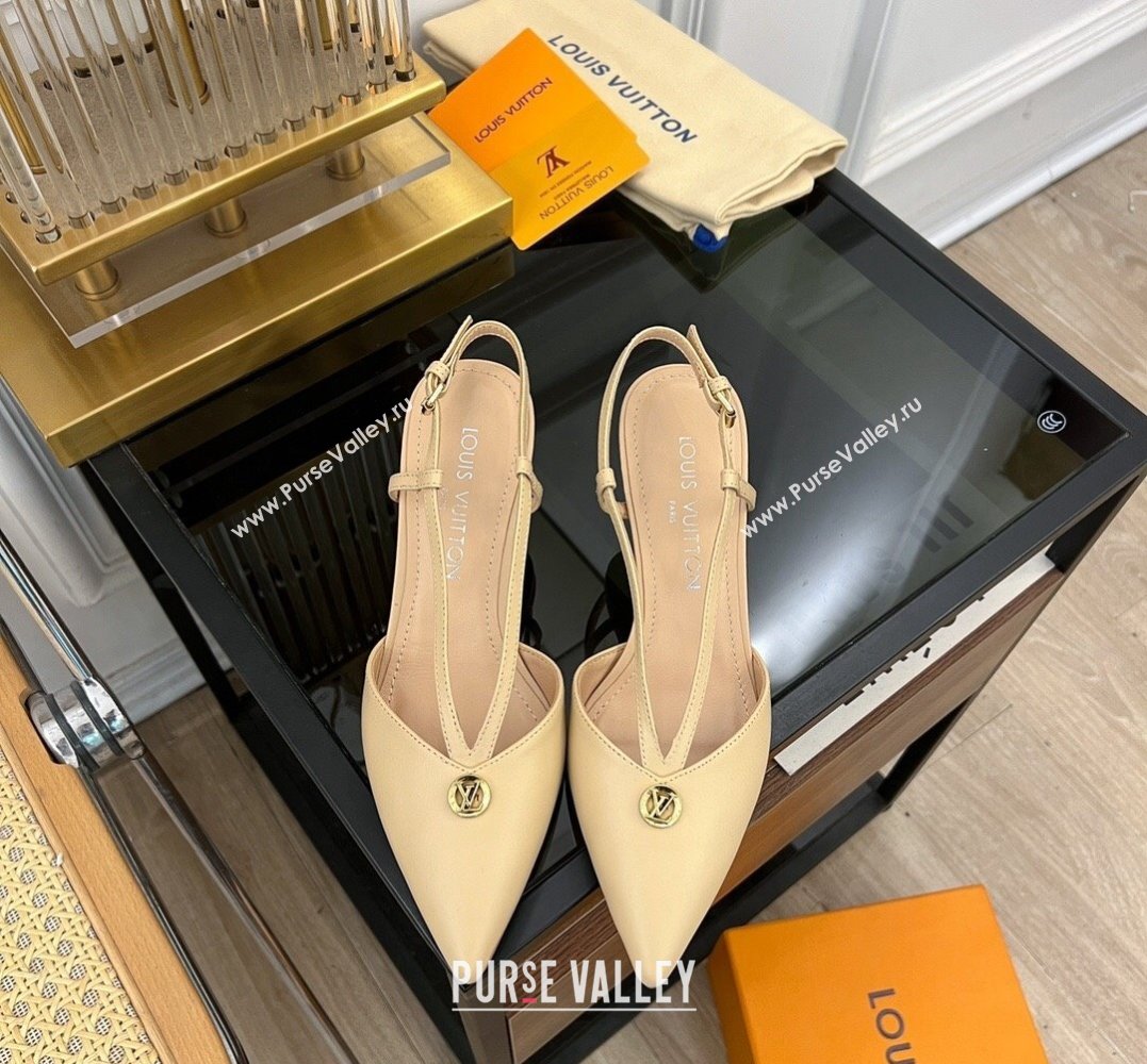 Louis Vuitton Heel 6.5cm calf leather Stellar Slingback Pumps Beige 2024 (modeng-24011612)