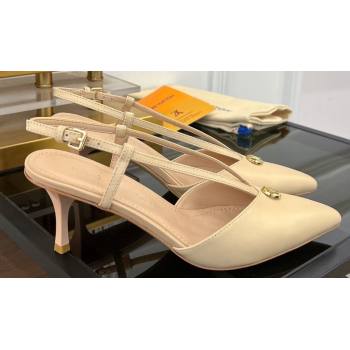 Louis Vuitton Heel 6.5cm calf leather Stellar Slingback Pumps Beige 2024 (modeng-24011612)