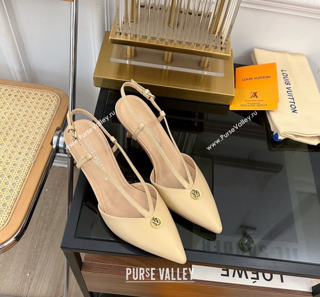 Louis Vuitton Heel 6.5cm calf leather Stellar Slingback Pumps Beige 2024 (modeng-24011612)