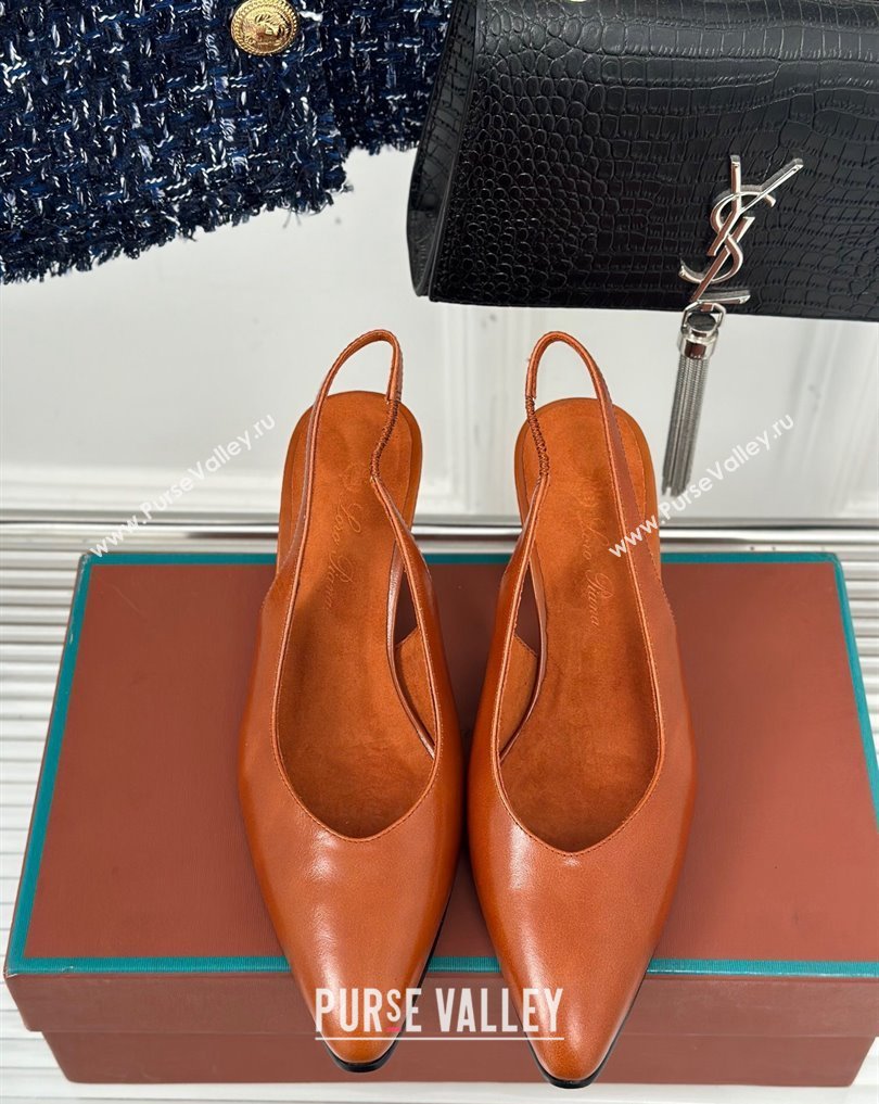 Loro Piana Heel 6.5cm Rebecca Slingbacks in Calfskin Brown 2024 (kaola-24011803)