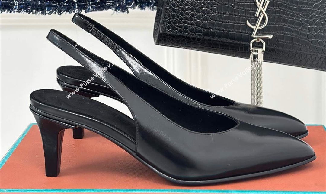 Loro Piana Heel 6.5cm Rebecca Slingbacks in Calfskin Black 2024 (kaola-24011801)