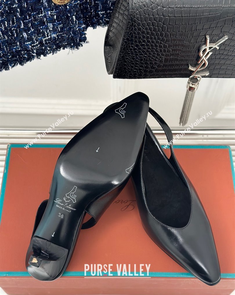 Loro Piana Heel 6.5cm Rebecca Slingbacks in Calfskin Black 2024 (kaola-24011801)