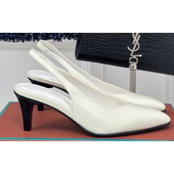 Loro Piana Heel 6.5cm Rebecca Slingbacks in Calfskin White 2024 (kaola-24011802)