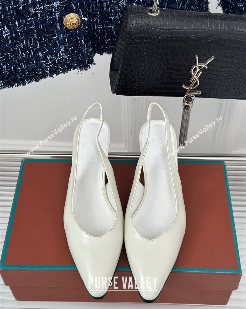 Loro Piana Heel 6.5cm Rebecca Slingbacks in Calfskin White 2024 (kaola-24011802)