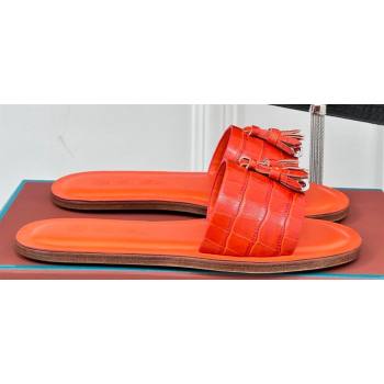 Loro Piana Tassels Charms Sandals in Alligator Leather Orange 2024 (kaola-24011806)