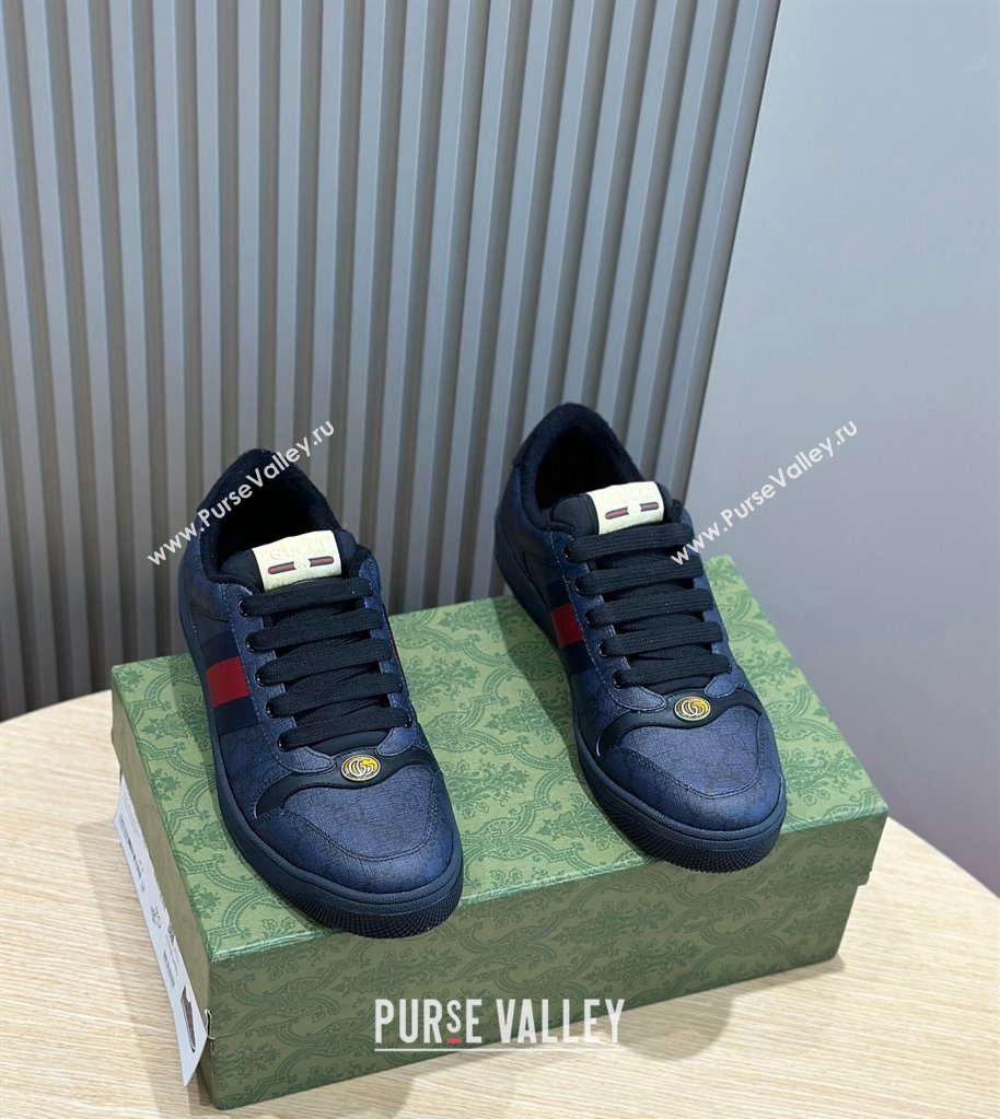 Gucci Mens Screener sneakers in GG Supreme canvas with Web 02 (shouhe-24011912)