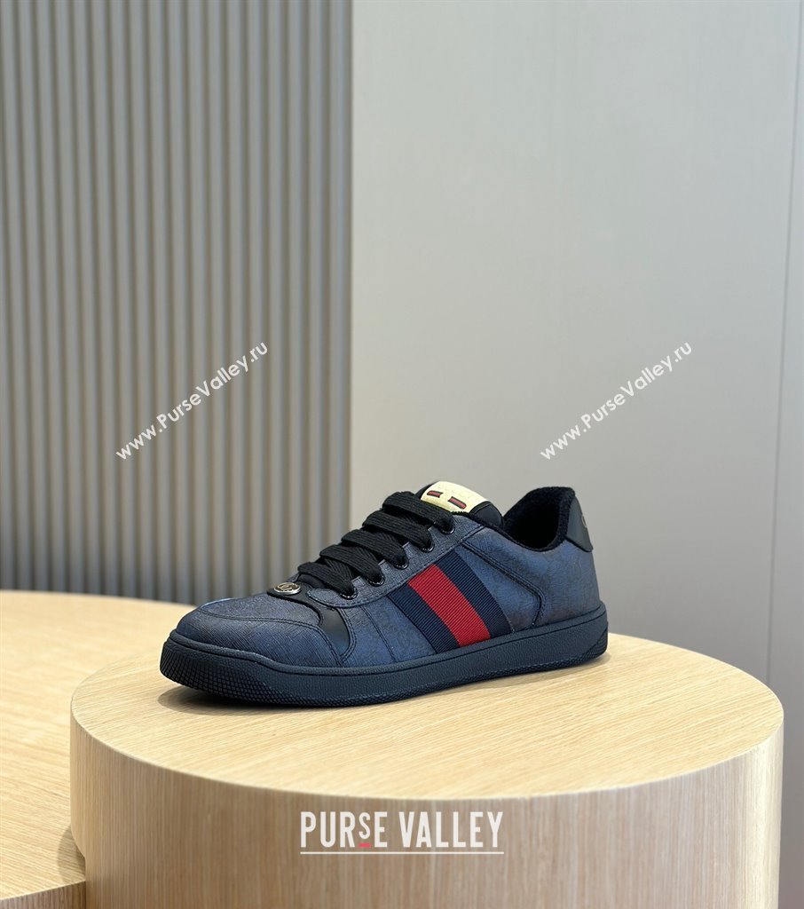 Gucci Mens Screener sneakers in GG Supreme canvas with Web 02 (shouhe-24011912)