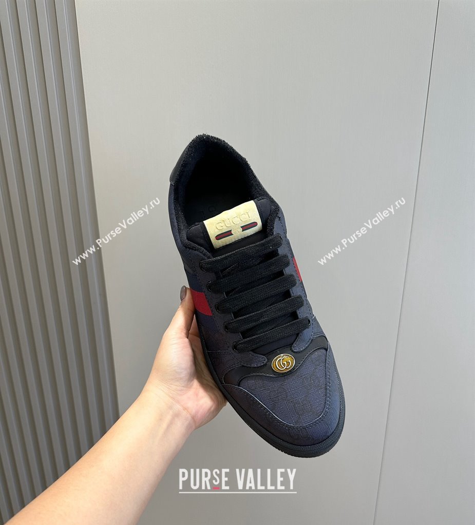 Gucci Mens Screener sneakers in GG Supreme canvas with Web 02 (shouhe-24011912)
