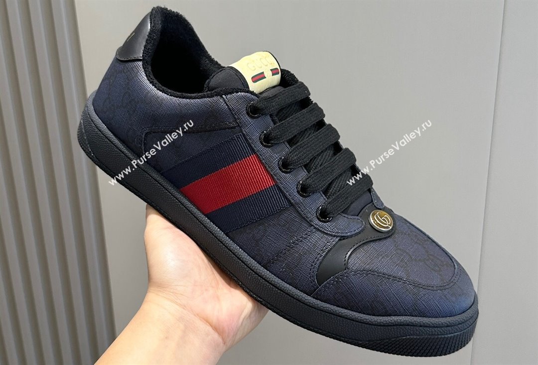 Gucci Mens Screener sneakers in GG Supreme canvas with Web 02 (shouhe-24011912)