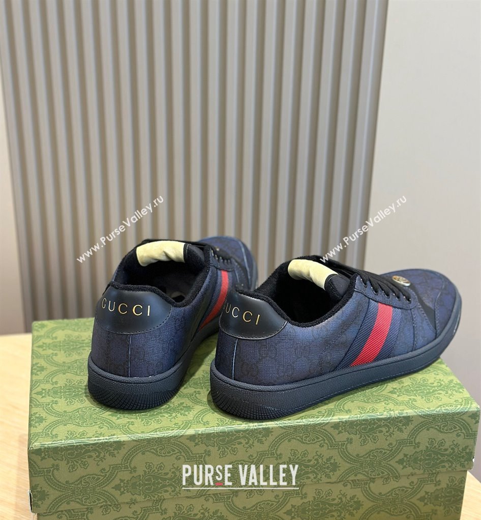 Gucci Mens Screener sneakers in GG Supreme canvas with Web 02 (shouhe-24011912)