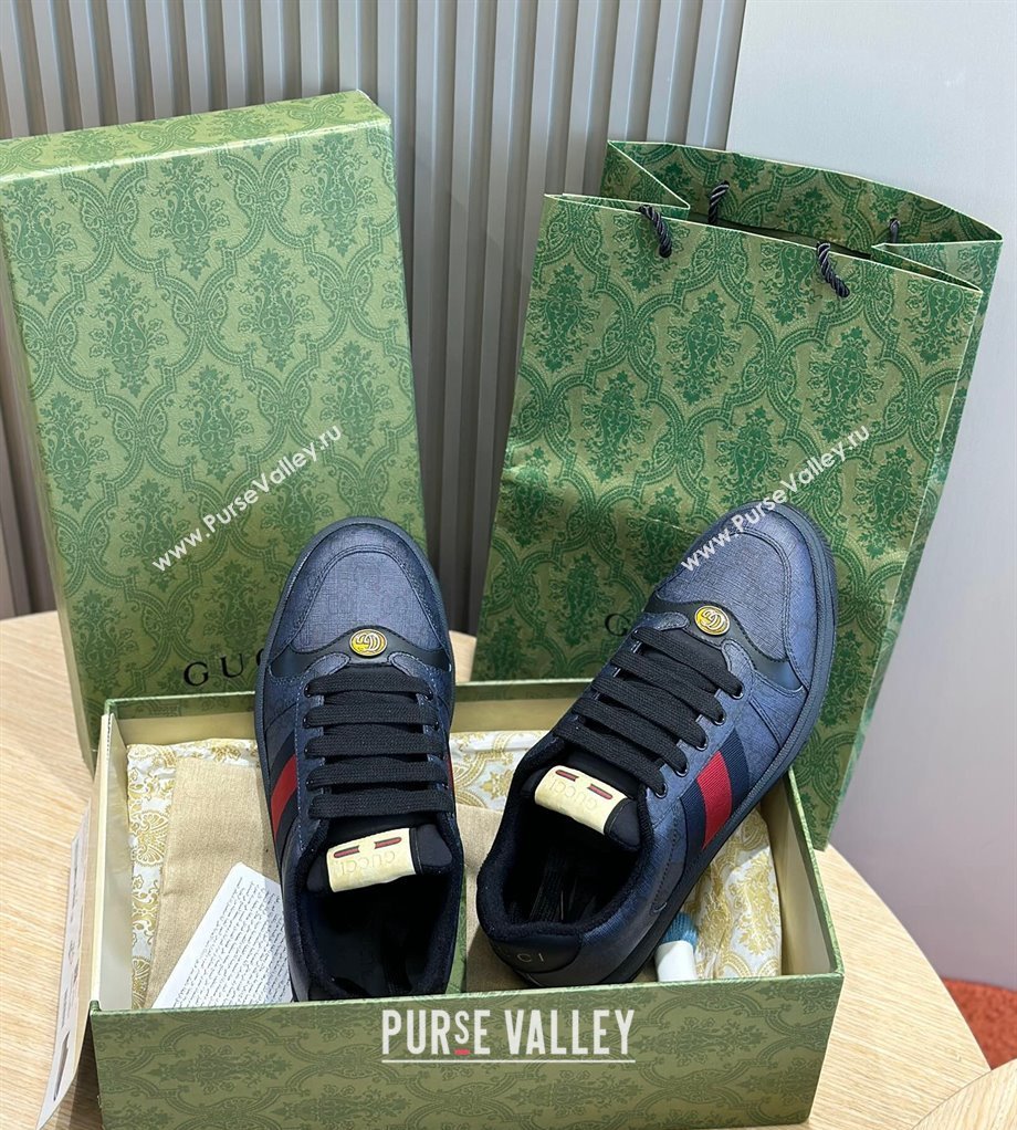 Gucci Mens Screener sneakers in GG Supreme canvas with Web 02 (shouhe-24011912)