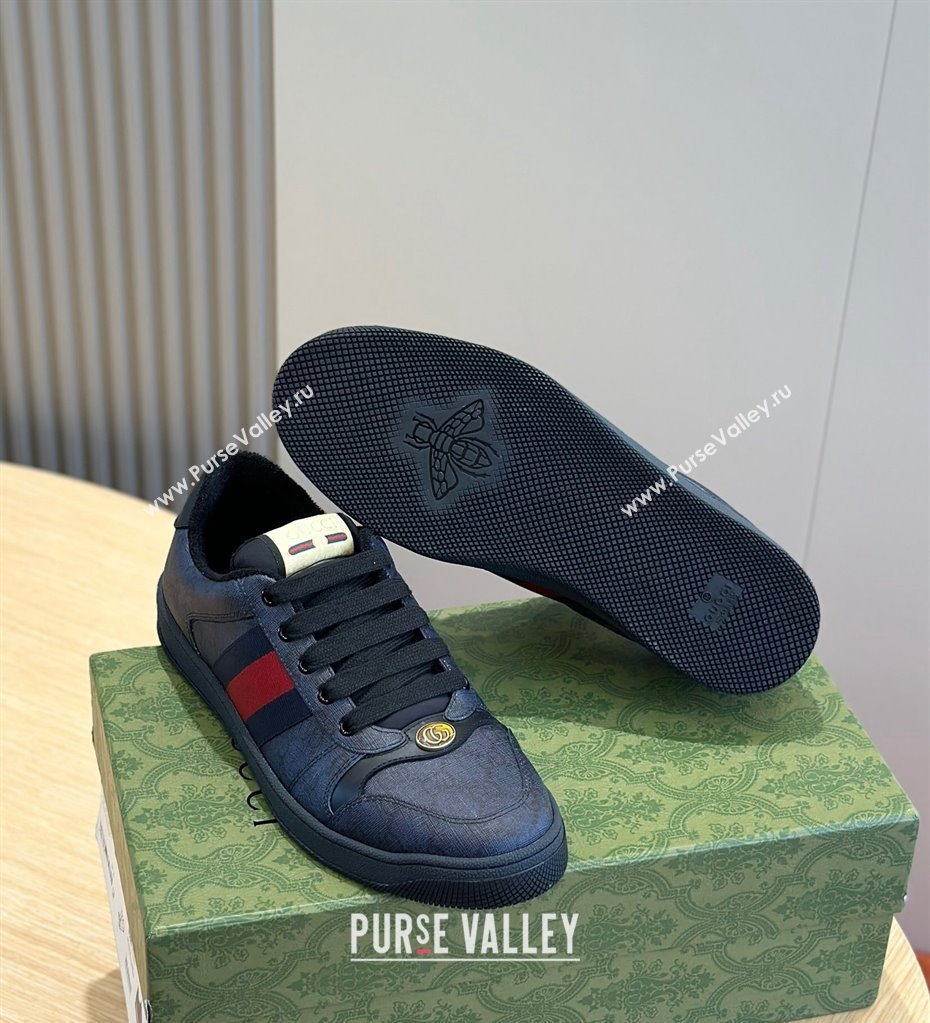 Gucci Mens Screener sneakers in GG Supreme canvas with Web 02 (shouhe-24011912)