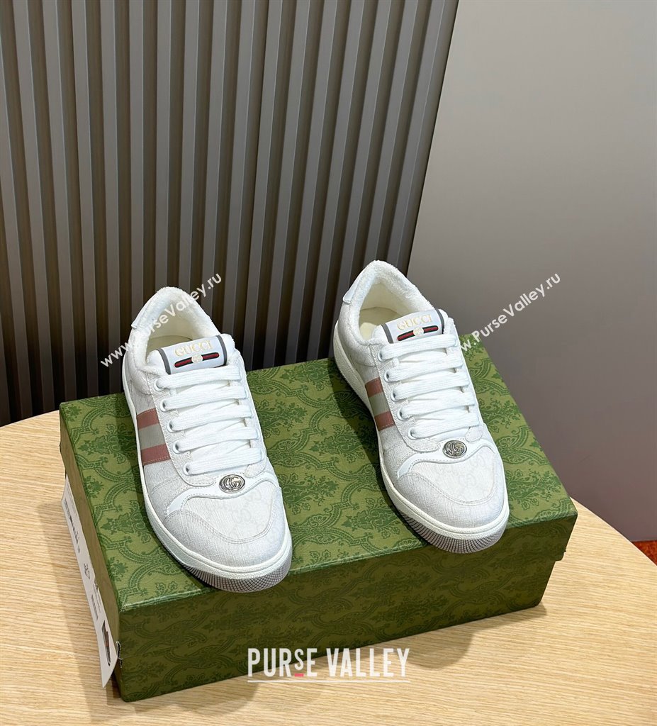 Gucci Mens Screener sneakers in GG Supreme canvas with Web 03 (shouhe-24011913)