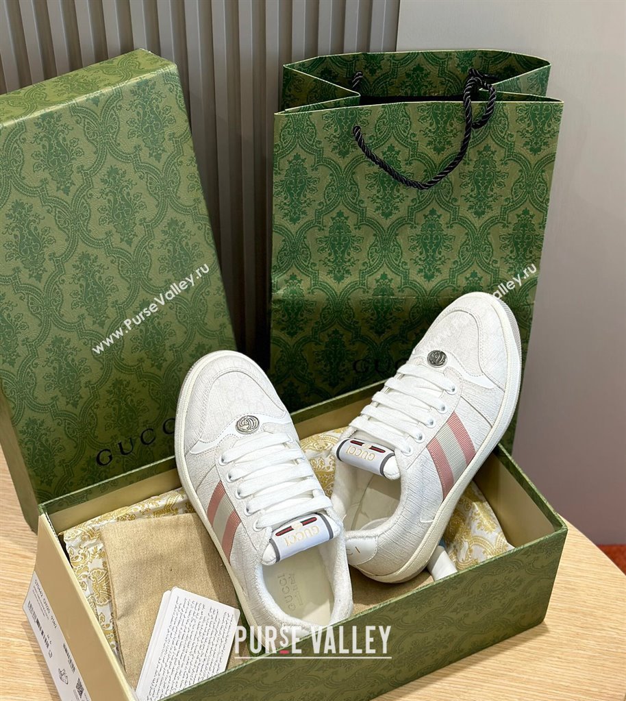 Gucci Mens Screener sneakers in GG Supreme canvas with Web 03 (shouhe-24011913)