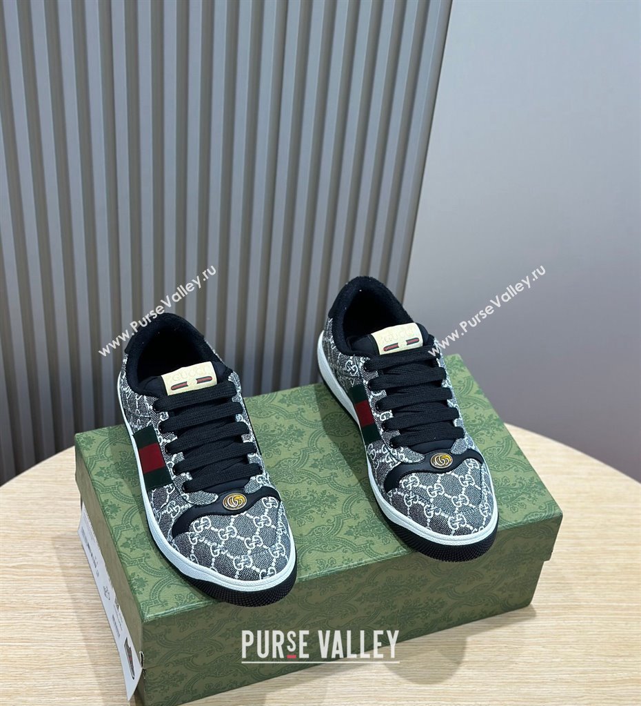 Gucci Mens Screener sneakers in GG Supreme canvas with Web 04 (shouhe-24011914)