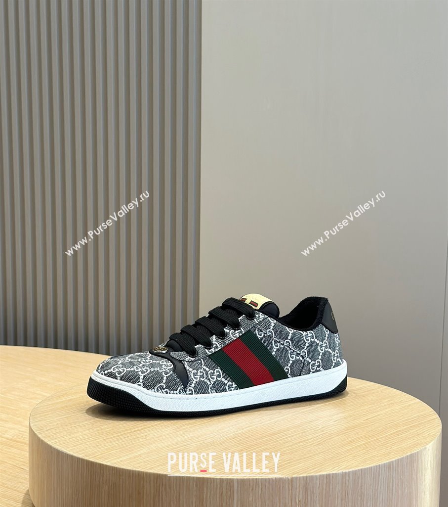 Gucci Mens Screener sneakers in GG Supreme canvas with Web 04 (shouhe-24011914)
