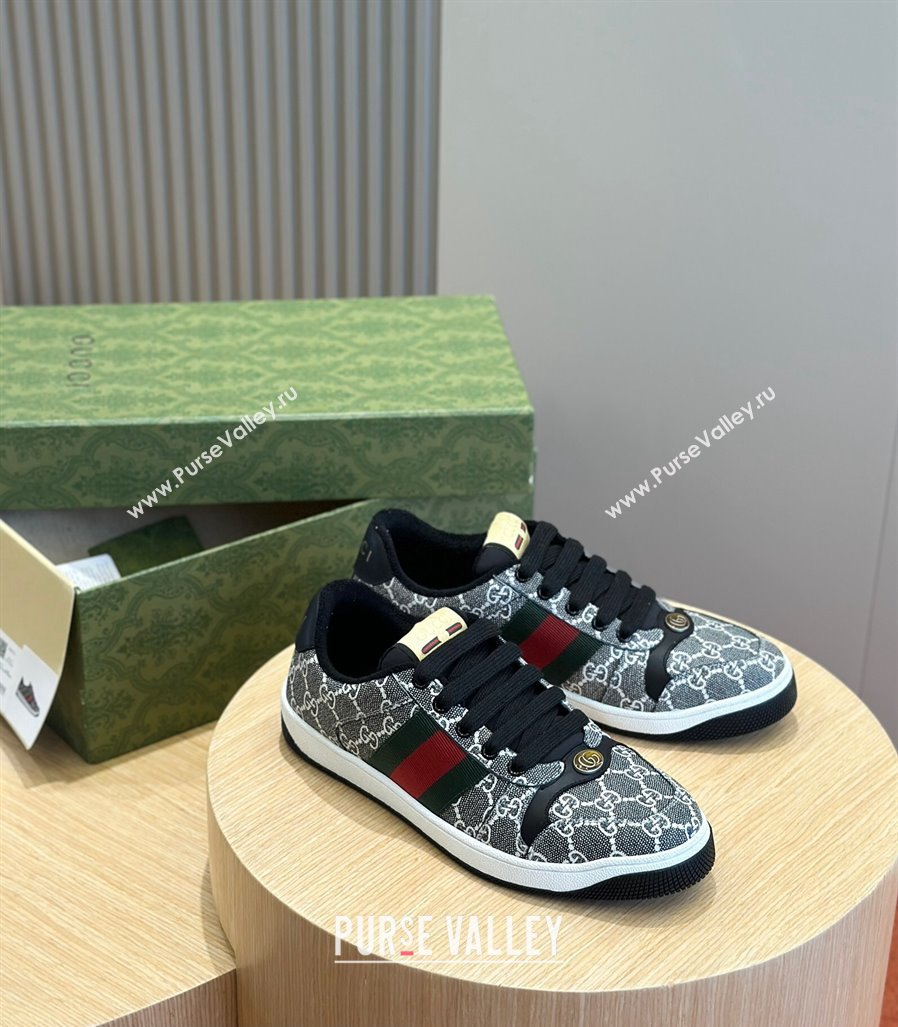 Gucci Mens Screener sneakers in GG Supreme canvas with Web 04 (shouhe-24011914)
