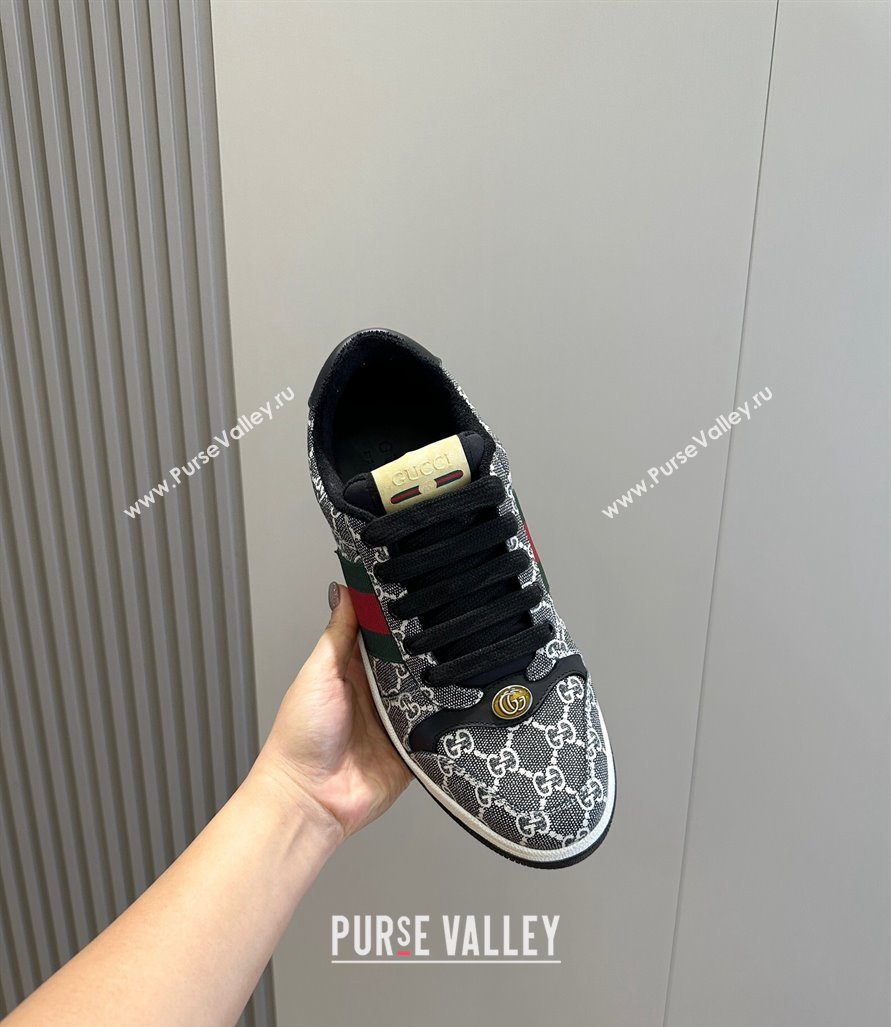 Gucci Mens Screener sneakers in GG Supreme canvas with Web 04 (shouhe-24011914)
