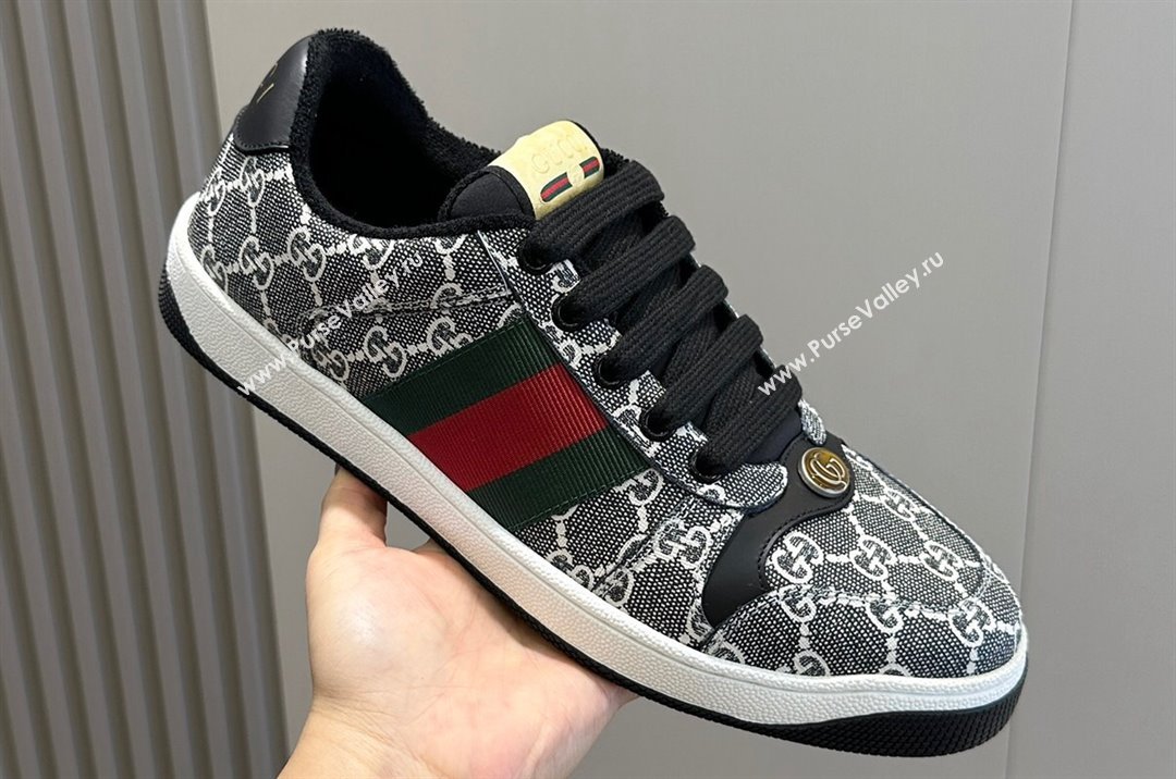 Gucci Mens Screener sneakers in GG Supreme canvas with Web 04 (shouhe-24011914)