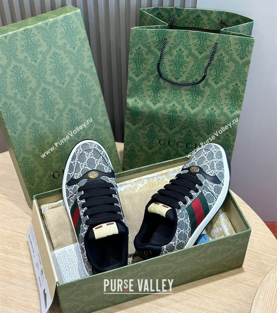Gucci Mens Screener sneakers in GG Supreme canvas with Web 04 (shouhe-24011914)