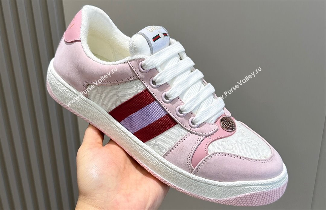 Gucci Mens Screener sneakers in GG Supreme canvas with Web 05 (shouhe-24011915)