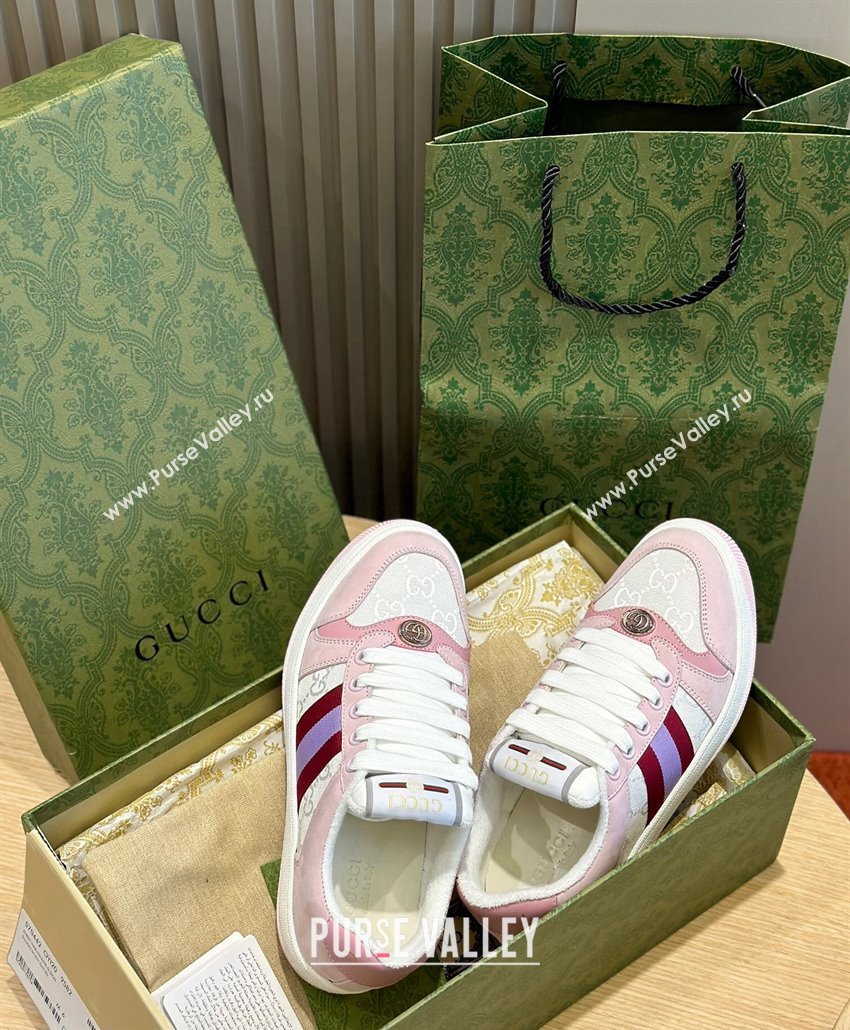 Gucci Mens Screener sneakers in GG Supreme canvas with Web 05 (shouhe-24011915)