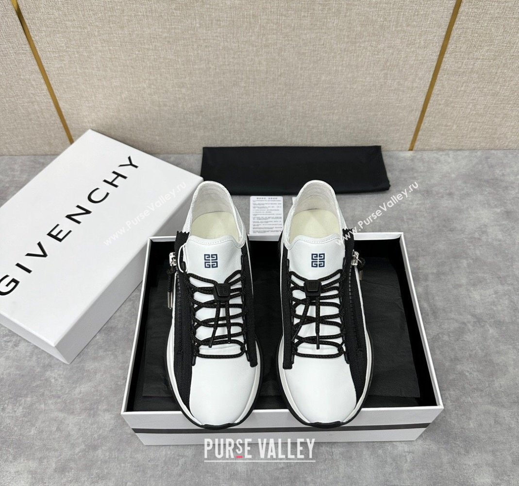 Givenchy Spectre runner Mens Sneakers in leather White/Black with zip (shouhe-240119h45)