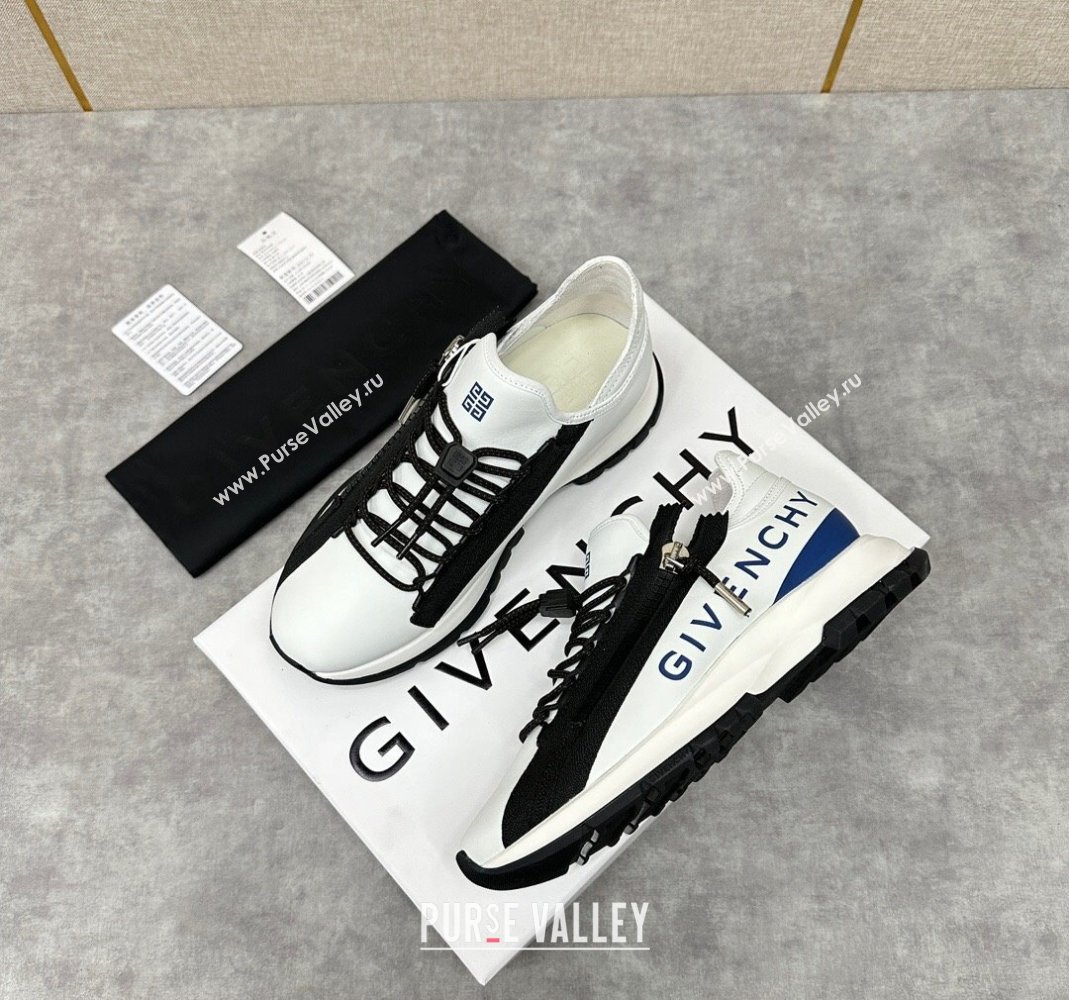 Givenchy Spectre runner Mens Sneakers in leather White/Black with zip (shouhe-240119h45)