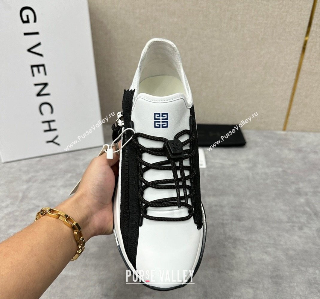 Givenchy Spectre runner Mens Sneakers in leather White/Black with zip (shouhe-240119h45)