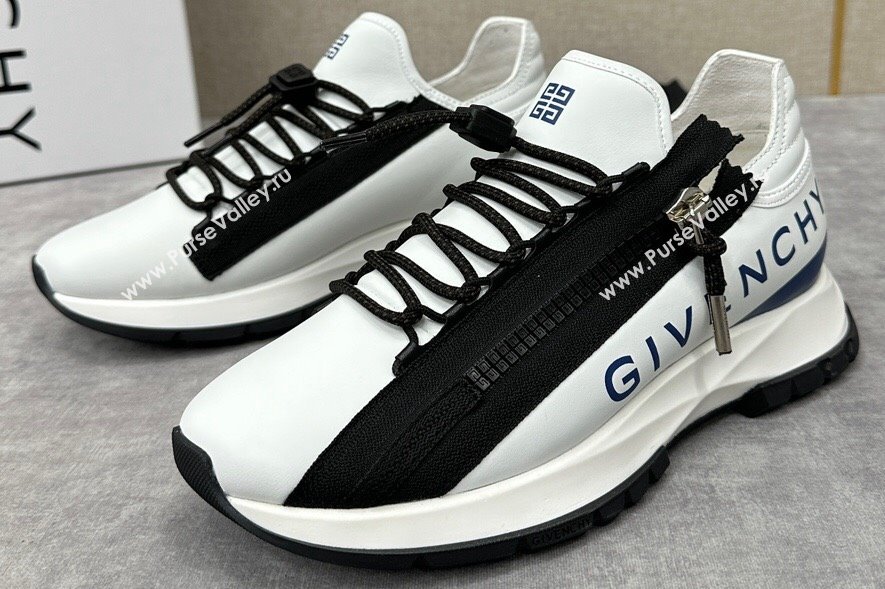 Givenchy Spectre runner Mens Sneakers in leather White/Black with zip (shouhe-240119h45)