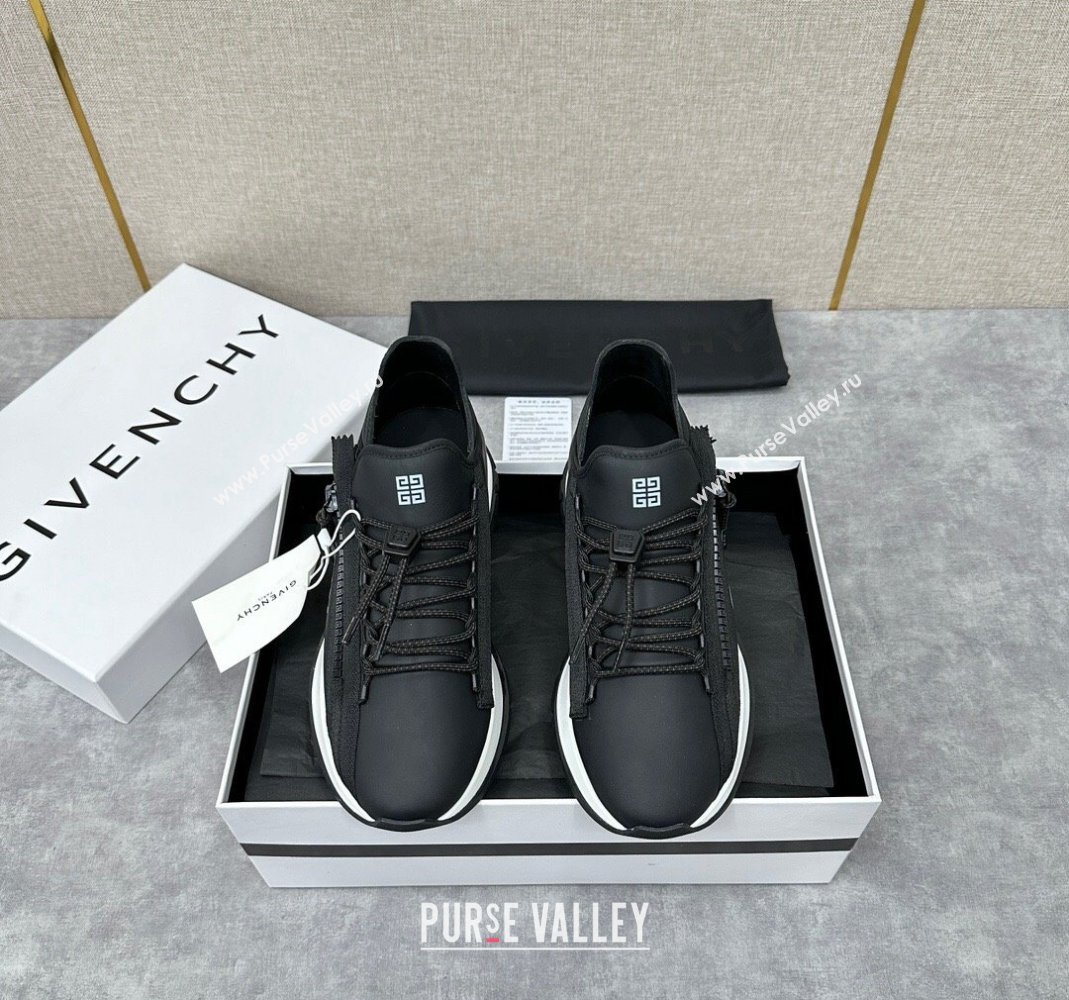 Givenchy Spectre runner Mens Sneakers in leather Black with zip (shouhe-240119h43)