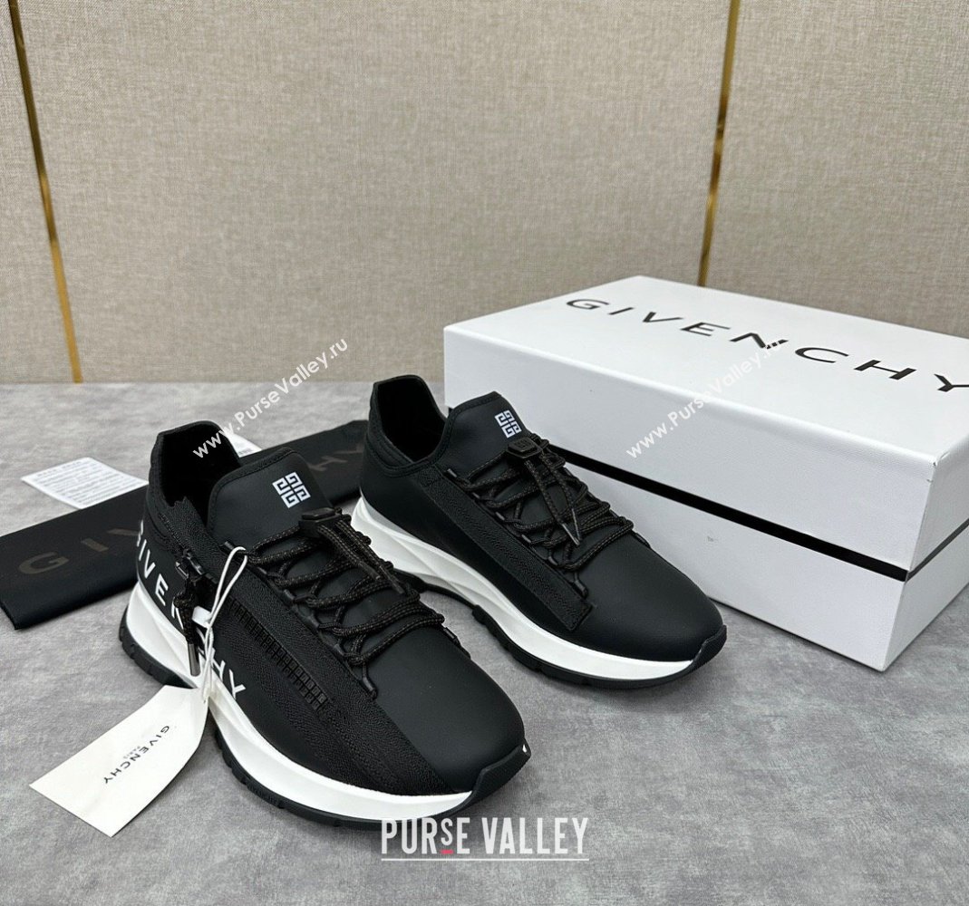 Givenchy Spectre runner Mens Sneakers in leather Black with zip (shouhe-240119h43)