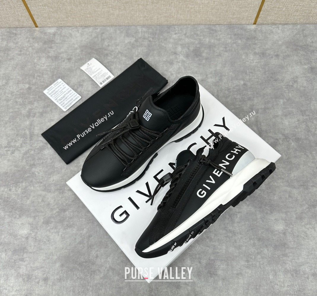 Givenchy Spectre runner Mens Sneakers in leather Black with zip (shouhe-240119h43)