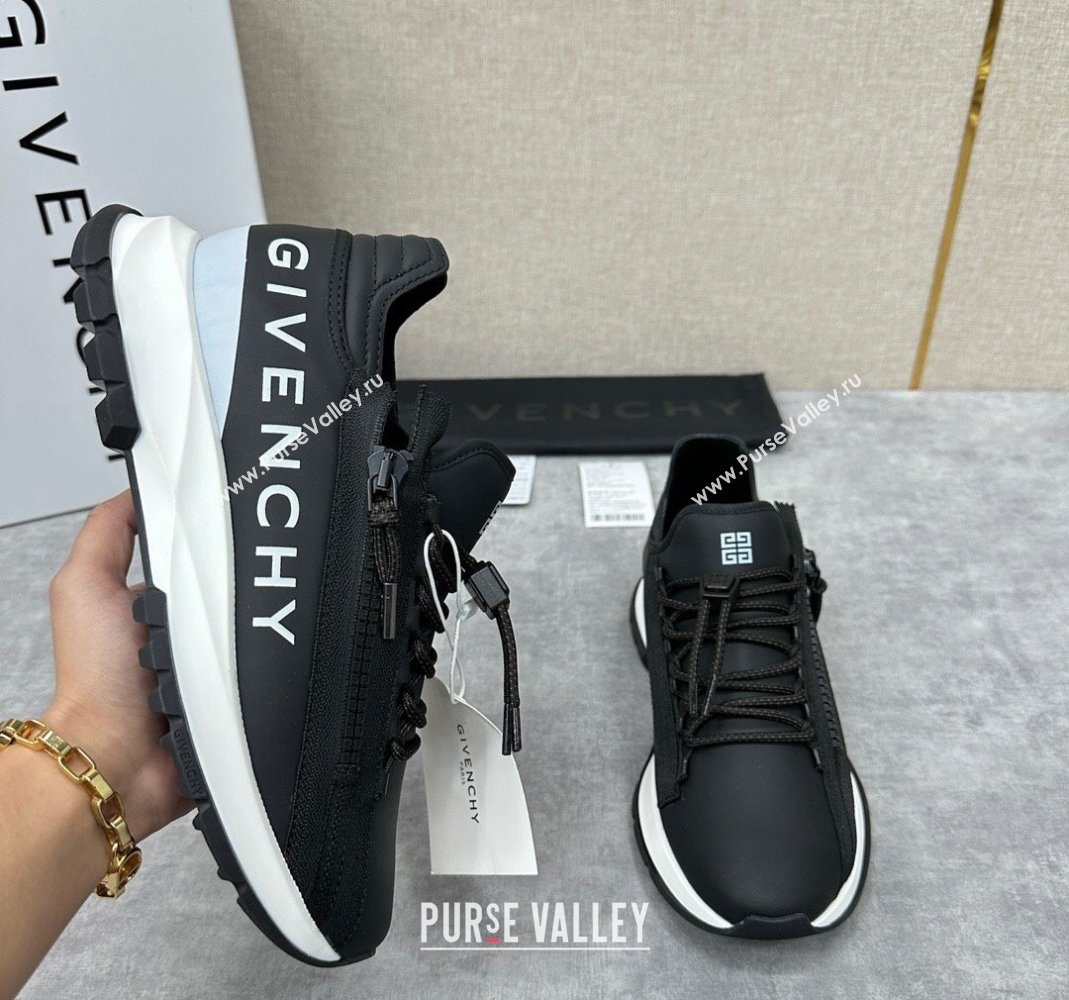 Givenchy Spectre runner Mens Sneakers in leather Black with zip (shouhe-240119h43)