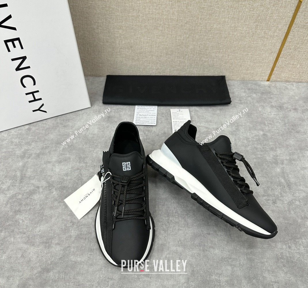 Givenchy Spectre runner Mens Sneakers in leather Black with zip (shouhe-240119h43)