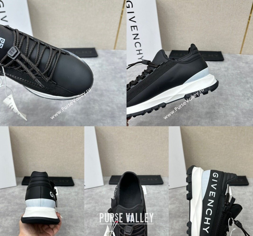 Givenchy Spectre runner Mens Sneakers in leather Black with zip (shouhe-240119h43)