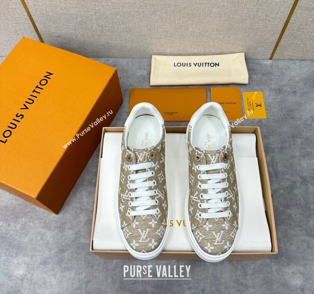 Louis Vuitton Monogram denim Time Out Women/Men Sneakers Beige (shouhe-24011958)