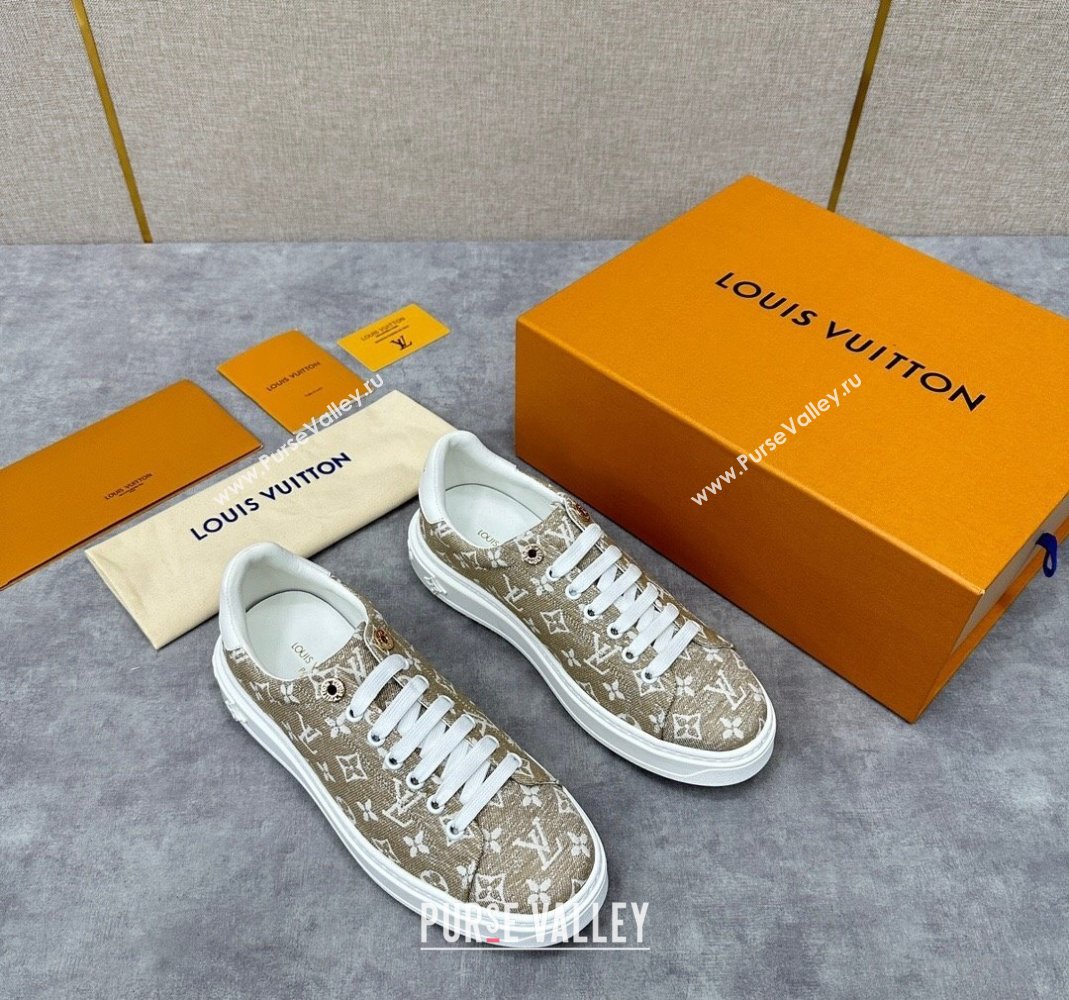 Louis Vuitton Monogram denim Time Out Women/Men Sneakers Beige (shouhe-24011958)