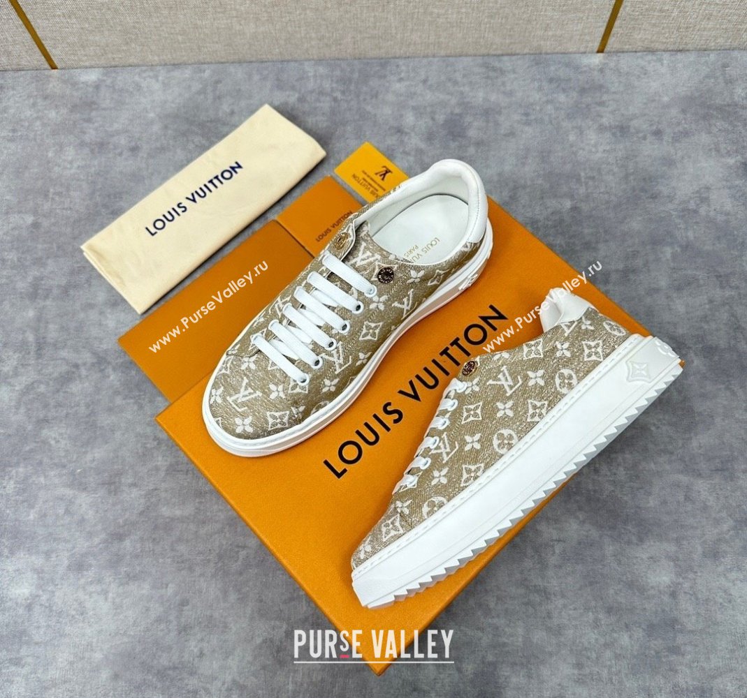 Louis Vuitton Monogram denim Time Out Women/Men Sneakers Beige (shouhe-24011958)