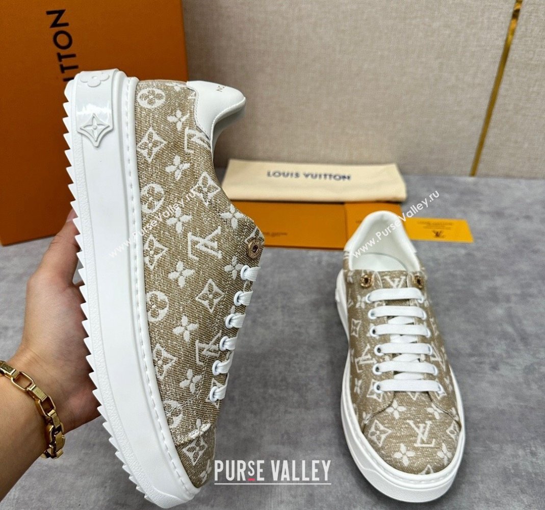 Louis Vuitton Monogram denim Time Out Women/Men Sneakers Beige (shouhe-24011958)